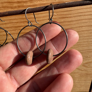 Stone Hoop Earrings by Lakestone Jewelry