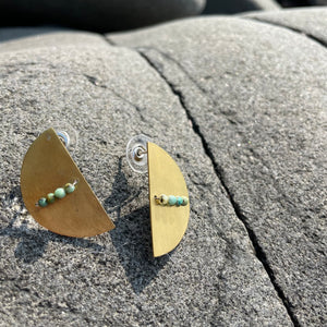 Stone and Moon Stud Earrings by Eric Silva