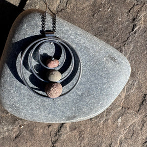 Three Ringed Stones Necklace by Lakestone Jewelry