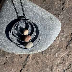 Three Ringed Stones Necklace by Lakestone Jewelry