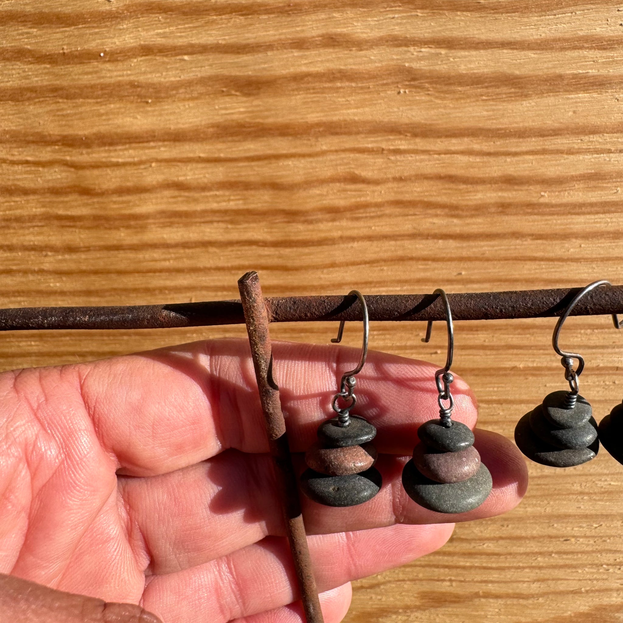 Tiny Cairn Earrings by Lakestone Jewelry