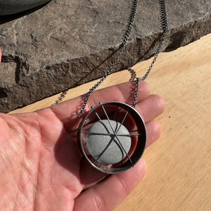 Trapped Stone Circle Necklace by Lakestone Jewelry