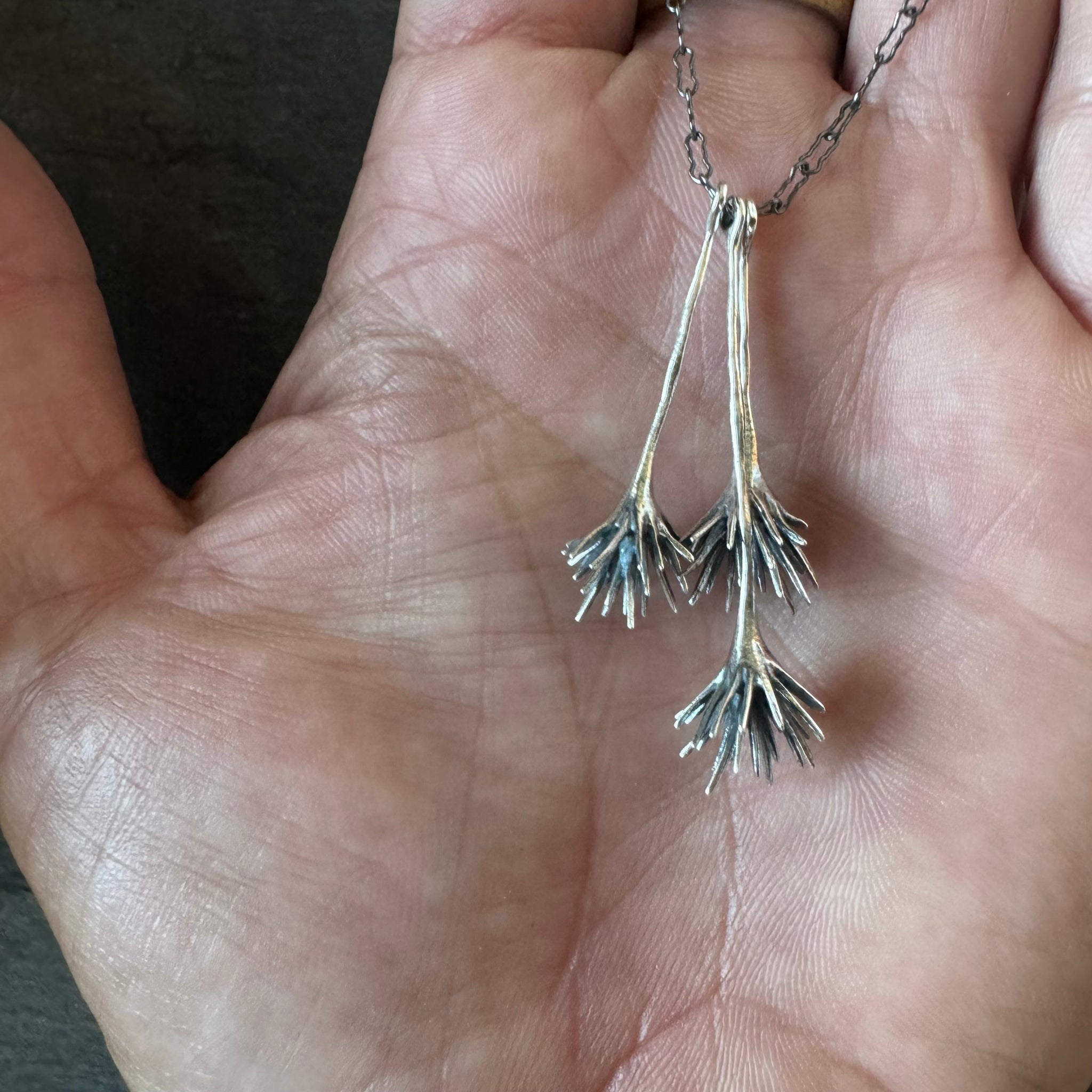 Triple Thistle Necklace by Blackwing Metals