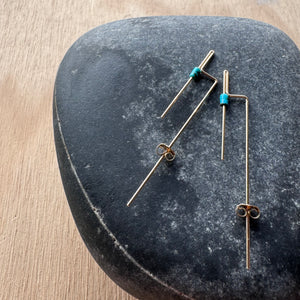 Turquoise Stick 14k Gold fill Earrings by 8.6.4 Design