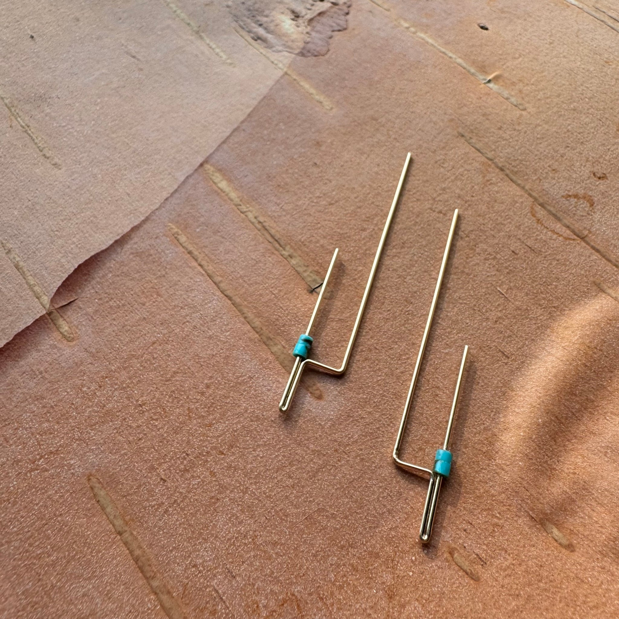 Turquoise Stick 14k Gold fill Earrings by 8.6.4 Design