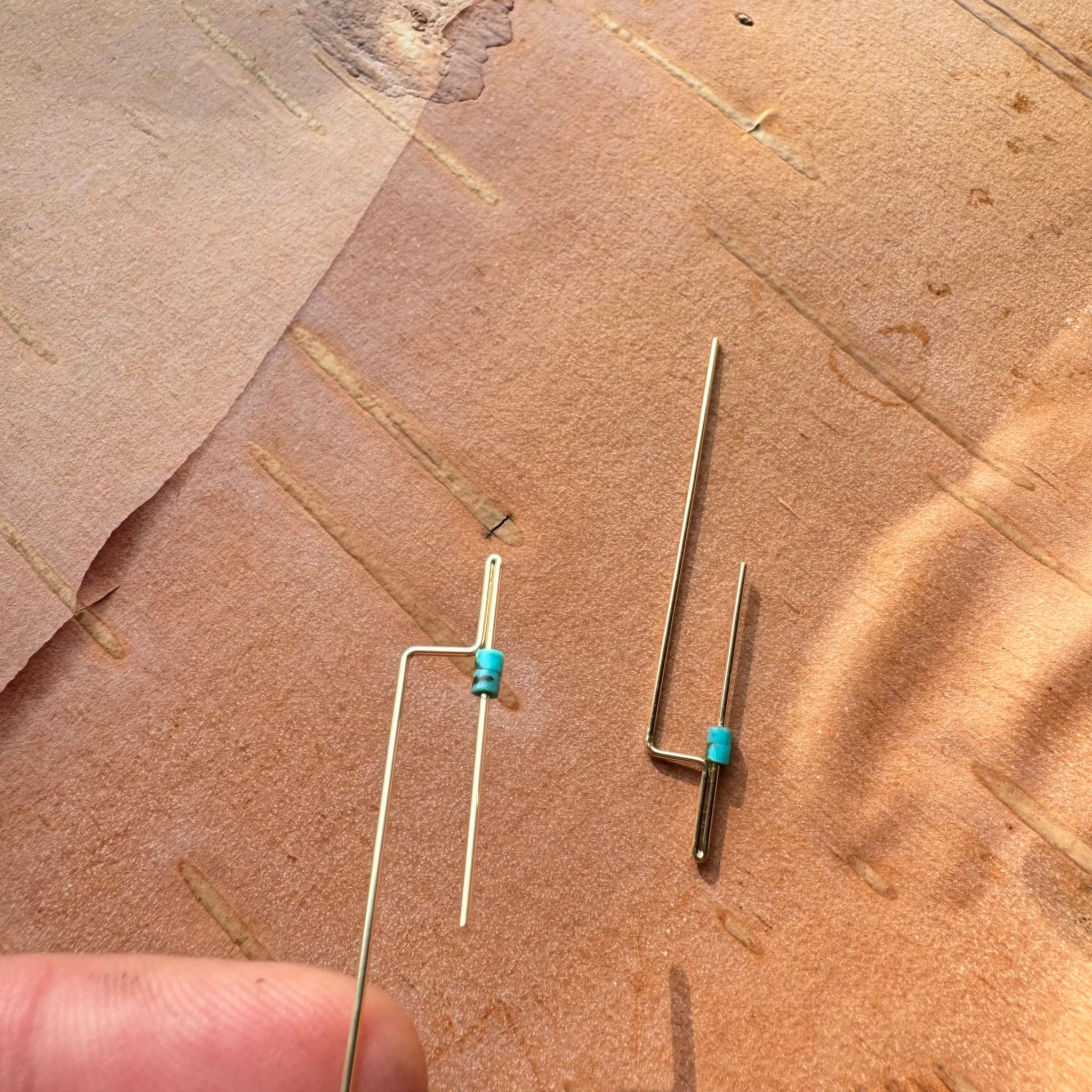 Turquoise Stick 14k Gold fill Earrings by 8.6.4 Design