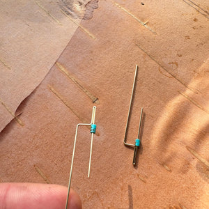 Turquoise Stick 14k Gold fill Earrings by 8.6.4 Design