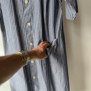 Two way (Reversible) Dress Cotton Linen Stripe in Blue by Sarahwear