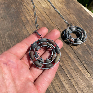 Double Bearing Ring Stone Necklace by Lakestone Jewelry