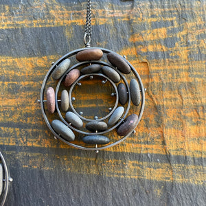 Double Bearing Ring Stone Necklace by Lakestone Jewelry