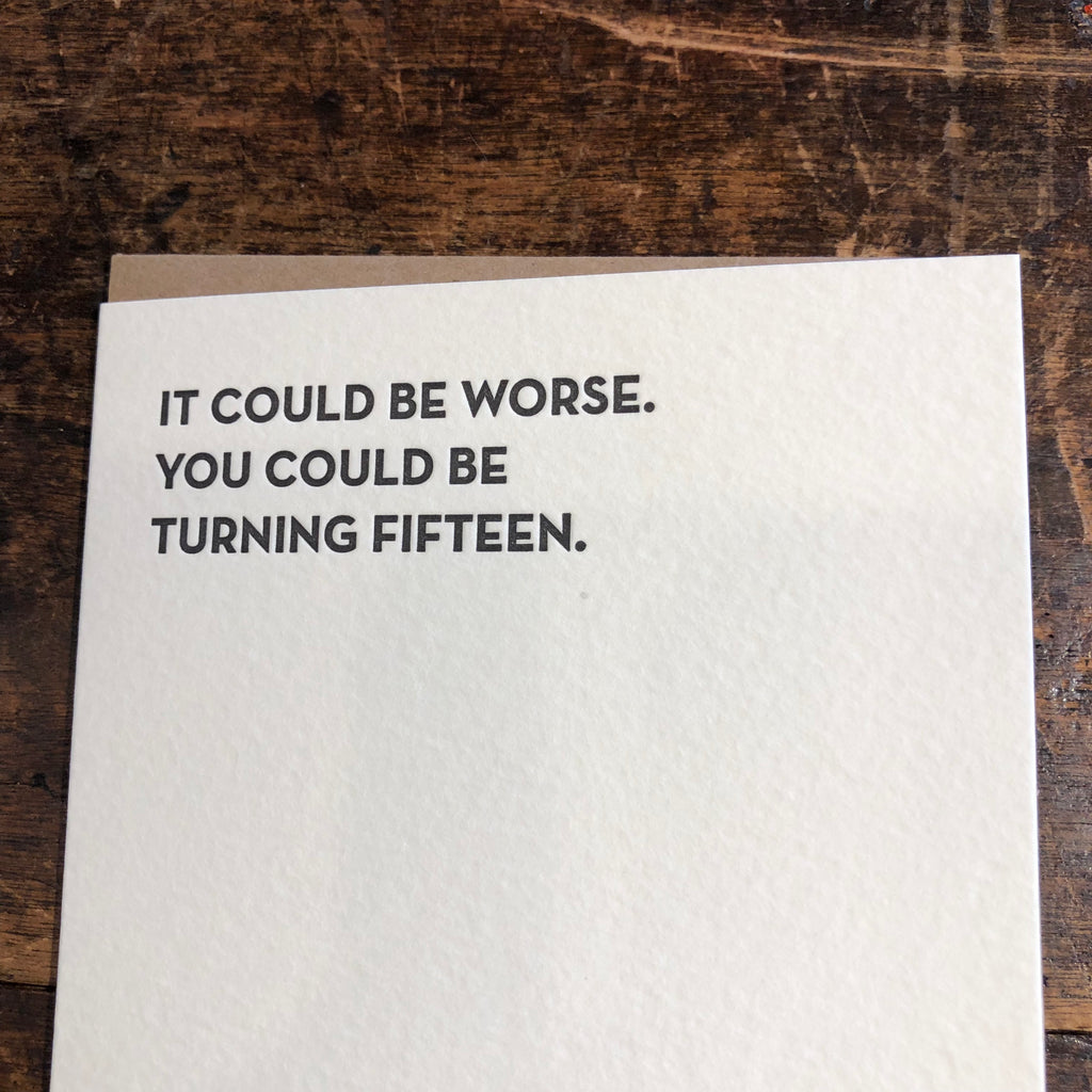 FIFTEEN Letterpress Greeting Card by Sapling Press - Upstate MN 