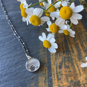 Rock Cairn Photo Bezel Necklace on Oxidized Sterling by Everyday Artifact