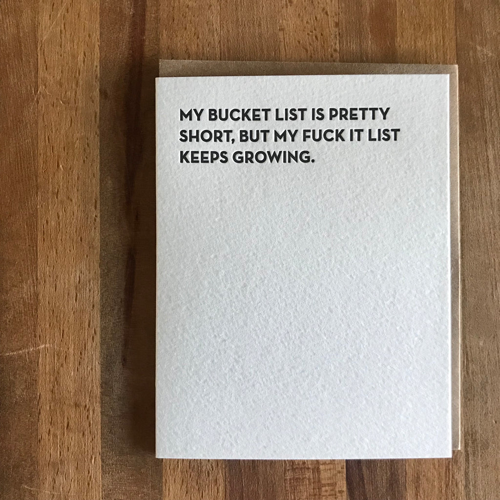 Bucket List Letterpress Greeting Card by Sapling Press - Upstate MN 